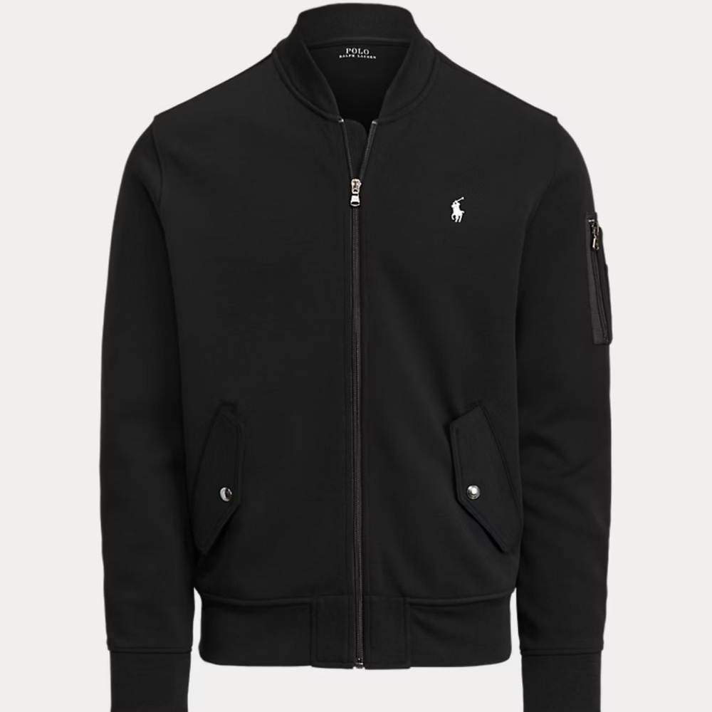 Polo Ralph Lauren Double-Knit Flight Jacket, black, size L